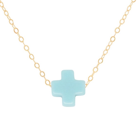 ENEWTON SIGNATURE CROSS TURQUOISE GOLD NECKLACE - Picture 2 of 5